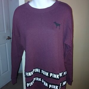 Victoria's Secret Maroon Sweatshirt with Black Fishnet Type Accents